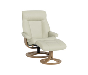 Atlanta Oak Swivel Recliner + Footstool in Leather