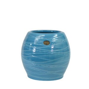 Colourful Plain Glaze Pots: Brushed Rondo Persian Blue