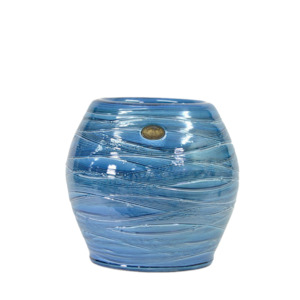 Colourful Plain Glaze Pots: Brushed Rondo Oceans