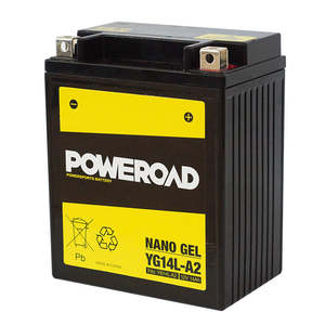 YG14L-A2 Non-DG Nano Gel Battery Poweroad. Alt: YB14L-A2 12N14-3A ^ (CYG14LA2)