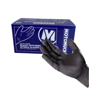 Frontpage: Black Textured Nitrile Gloves, 8Mil Full grip Super Extra Heavy Duty + Reusable