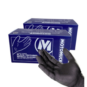Amsoil: Combo 2 x  Black Textured Nitrile Gloves, 8Mil Full grip Super Extra Heavy Duty + Reusable