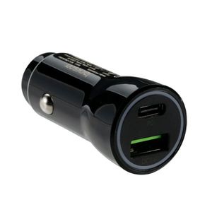 5.4A Dual Port In-Car Phone Charger w/ 1x USB-A & 1x USB-C Ports. Fast Charge 2 Devices