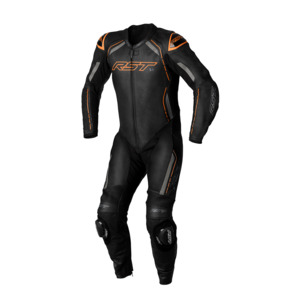 Leather Suits: RST S1 LEATHER SUIT [BLACK/GREY/NEON ORANGE]