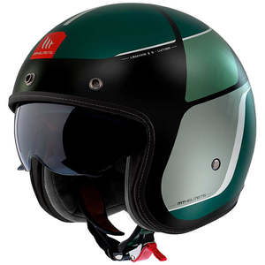 Open Face Helmets: MT LE MANS 2 SV S [LUTHER MATT BLACK/GREEN]