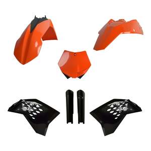 Plastics: Polisport Full Kit KTM SX/SX-F ('08-'10) - OEM Orange / Black