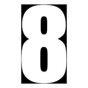 Race Numbers: Whites Race Number - White #8 (10 Pack)