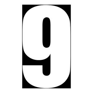Race Numbers: Whites Race Number - White #9 (10 Pack)