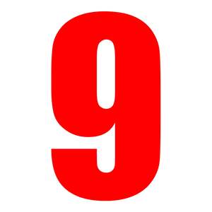 Race Numbers: Whites Race Number - Red #9 (10 Pack)