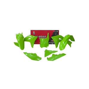 Plastic: PLASTICS KIT RTECH 6 PIECE GREEN WITH FORK PROTECTORS KAWASAKI KX250F KX450F