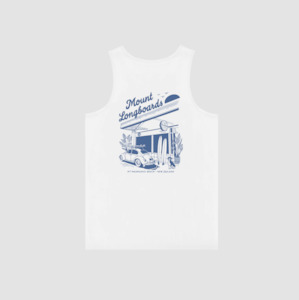 Mens Surf Shirt: Longboards Store Singlet - White
