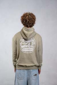Mens Hoodies Crews: Mount Retro Hoodie - Washed Olive
