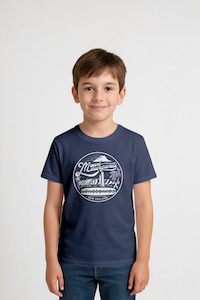Kids Tees: Mount Retro Kids Tee - Navy Blue