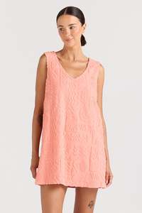 Womens Tops: Mai Tai V Towelling Dress - Coral