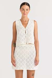 Messina V Knit Top - Vanilla