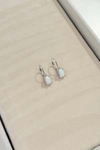 White Opal Drop Earrings