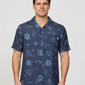 Mens Shirts: Aloha Shirt - Navy