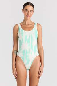 Womens Swimwear: Palms Scoop One Piece - Mint