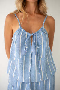 Women Surf T Shirts: Ari Top - Sailor Stripe Hemp