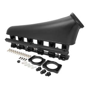 Proflow: Proflow Intake Manifold Kit V2, For Ford Falcon XR6 BA/BF/FG Barra, Fabricated Aluminium, Black, 80mm Bore - PFEM67740BK