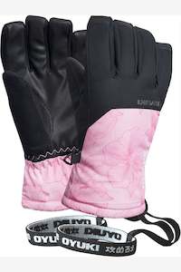 Snow: OYUKI: JUNIOR CHOTTO GLOVES - BLACK / PINK HANA