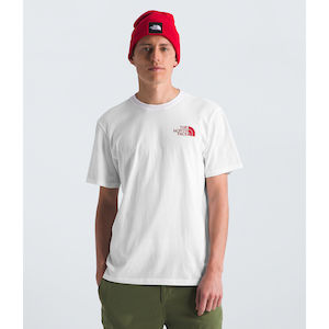 Mens Tops: THE NORTH FACE SHORT SLEEVE BOX NSE TEE - TNF WHITE/TNF RED