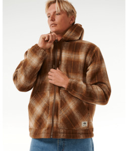 RIP CURL CLASSIC SURF CHECK JACKET - DUSTED CHOCOLATE