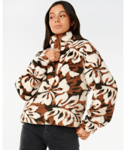 Womens: RIP CURL CALA NIGHTS 1/4 ZIP POLAR FLEE - NATURAL