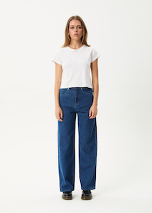 W Pants: AFENDS BELLA - HEMP DENIM BAGGY JEANS - AUTHENTIC BLUE