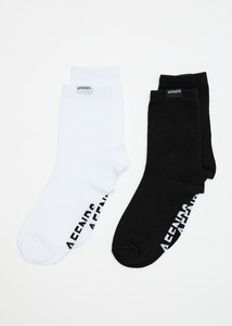 AFENDS BASIS SOCKS 2 PACK - BLACK/WHITE