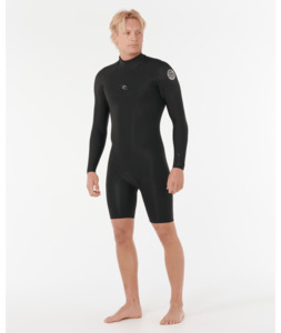 RIP CURL DAWN PATROL BACK ZIP LONG SLEEVE SPRING 2MM - BLACK