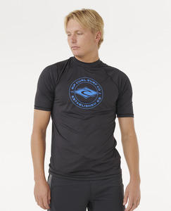 Shorts: RIP CURL STAPLER UPF SHORT SLEEVE RASH VEST - BLACK