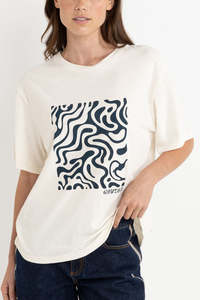 Tops: RHYTHM WAVERLY OVERSIZED T-SHIRT - VINTAGE WHITE