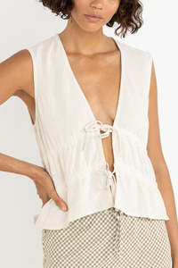 Tops: RHYTHM SKYLA TIE FRONT TOP - OAT