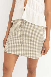 RHYTHM LOLA CHECK BIAS CUT MINI SKIRT - OLIVE