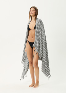 Womens Accessories: AFENDS ASTA CHECK TURKISH TOWEL - BLACK / WHITE