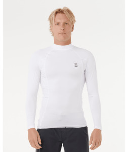 Rashies Mens: RIP CURL SEARCH UPF PERFORMANCE LONG SLEEVE RASH VEST - WHITE