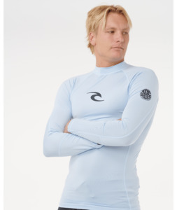 RIP CURL WAVES UPF PERFORMANCE LONG SLEEVE RASH VEST - BLUE WIND