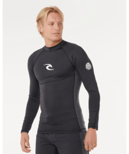 RIP CURL WAVES UPF PERFORMANCE LONG SLEEVE RASH VEST - BLACK