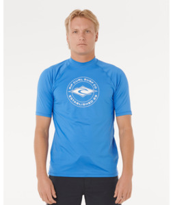Rashies Mens: RIP CURL STAPLER UPF SHORT SLEEVE RASH VEST - BLUE GUM