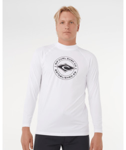 RIP CURL STAPLER UPF LONG SLEEVE RASH VEST - WHITE