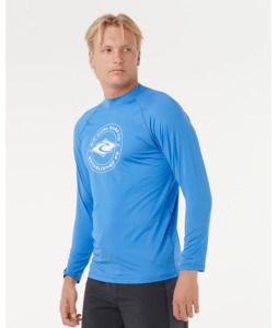 RIP CURL STAPLER UPF LONG SLEEVE RASH VEST - BLUE GUM