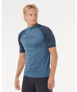 RIP CURL SHOCK UPF SHORT SLEEVE RASH VEST - NAVY MARLE