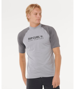 RIP CURL SHOCK UPF SHORT SLEEVE RASH VEST - GREY MARLE