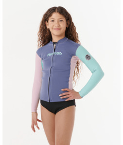 RIP CURL KIDS DAWN PATROL FRONT ZIP JACKET - PINK