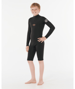 RIP CURL KIDS DAWN PATROL BACK ZIP LONG SLEEVE SPRING - BLACK