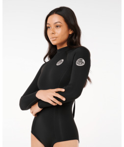 Wetsuits: RIP CURL G-BOMB 1MM LONG SLEEVE BACK ZIP GOOD SPRING - BLACK
