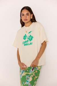 CIAO RELAXED TEE - WHITE/GREEN