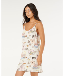 RIP CURL SUNSET LUAU MINI DRESS - OFF WHITE