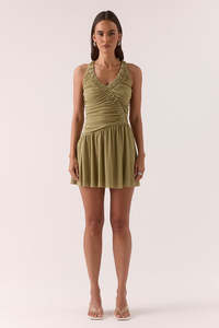 Dresses: RUA RACER MINI DRESS - SOFT OLIVE